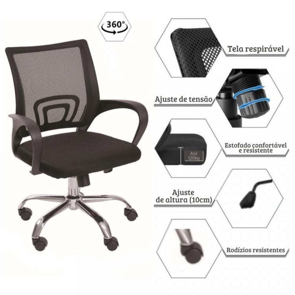 Miniatura Kit 15 Cadeiras para Escritório Diretor Tela Mesh Tok 3310 Preto