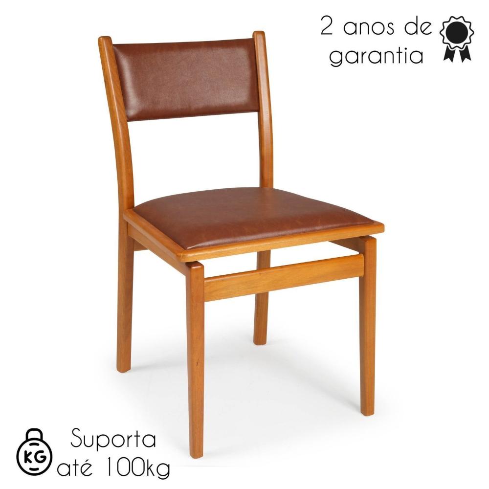 Kit 2 Cadeiras Madeira Maciça Encosto e Assento Estofado Chade Freijó