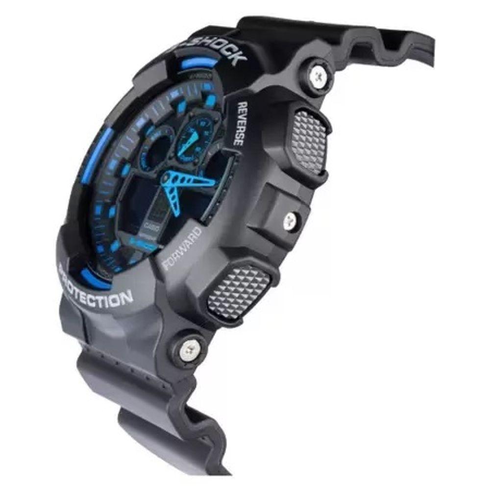 Miniatura Relógio Casio G-shock Ga-100-1a2dr *three Eye Preto E Azul