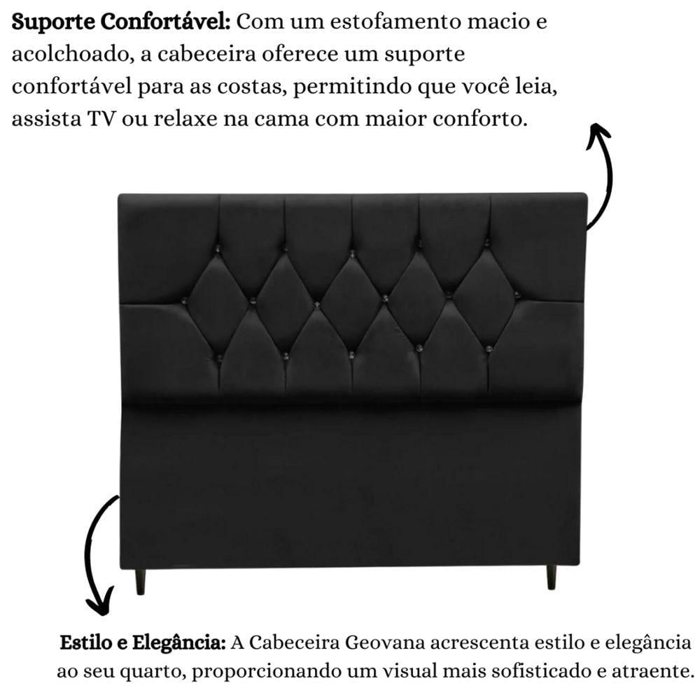 Miniatura Cabeceira Cama Box King 195 Cm Geovana Suede Preto