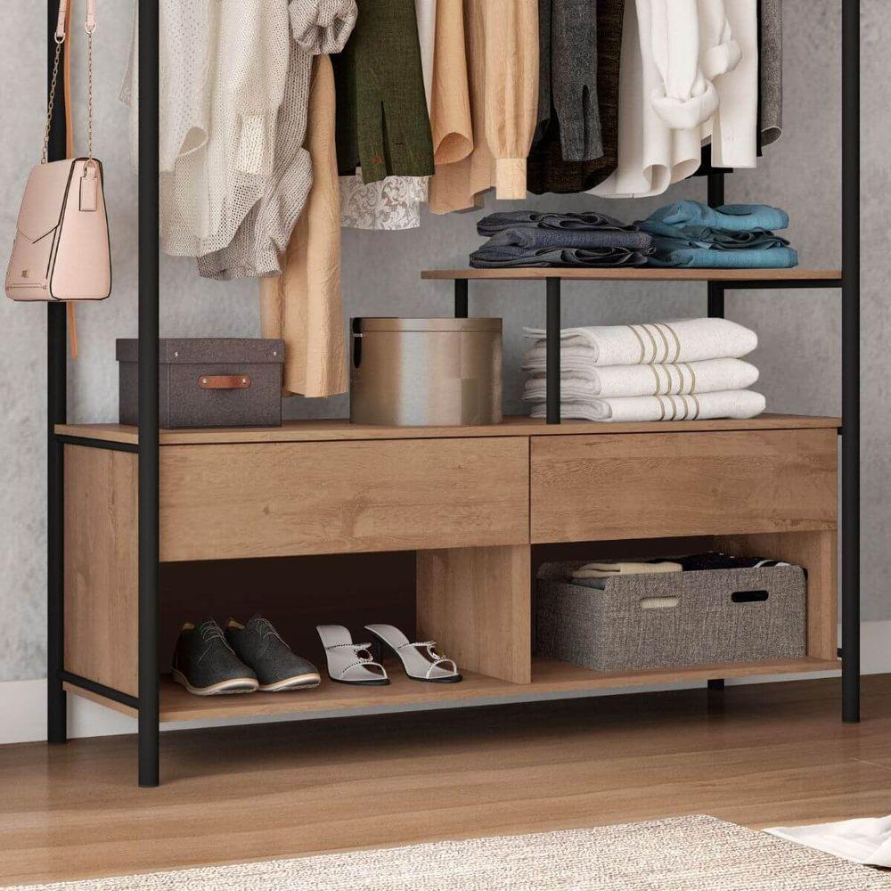 Miniatura Guarda Roupa Alexis 2 Gavetas Preto Fosco E Demolição