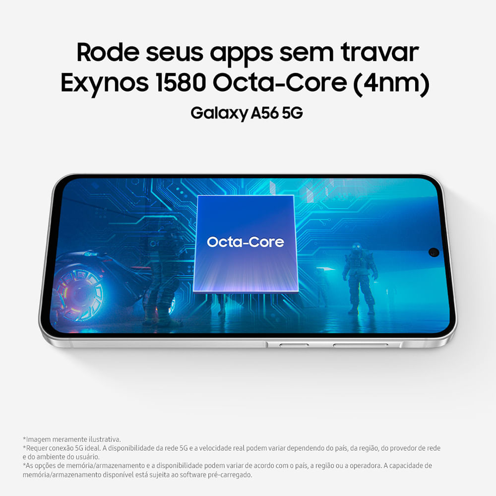 Smartphone Samsung Galaxy A56 5G Rosa, 128GB, 8GB RAM e Câmera Tripla 50MP + 12MP + 5MP BIVOLT