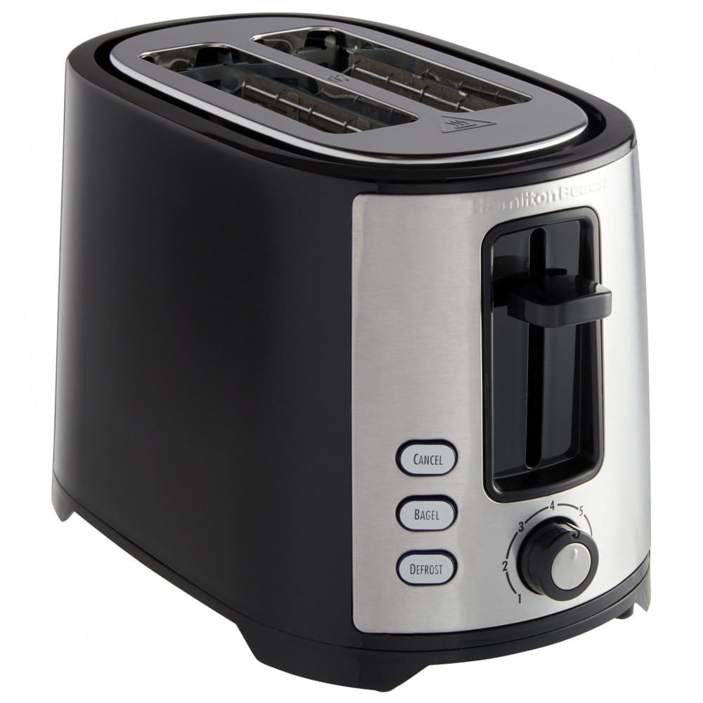 Miniatura Torradeira Bagel Extra Larga Hamilton Beach 22633G 2 Fatias Aço Escovado Preto 120V