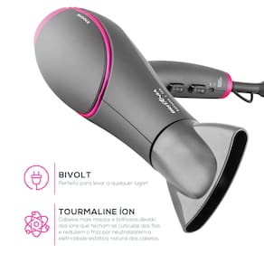 Miniatura Secador de Cabelos Britânia BSC2200 2100W Cinza e Rosa - Bivolt