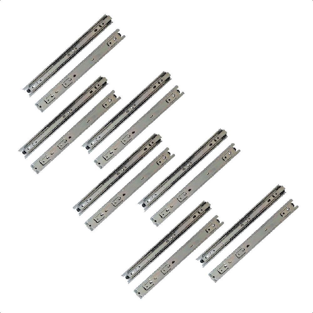 Miniatura 14 Corrediças Telescópicas 30cm Gaveta Trilho Zinca. 7 Pares