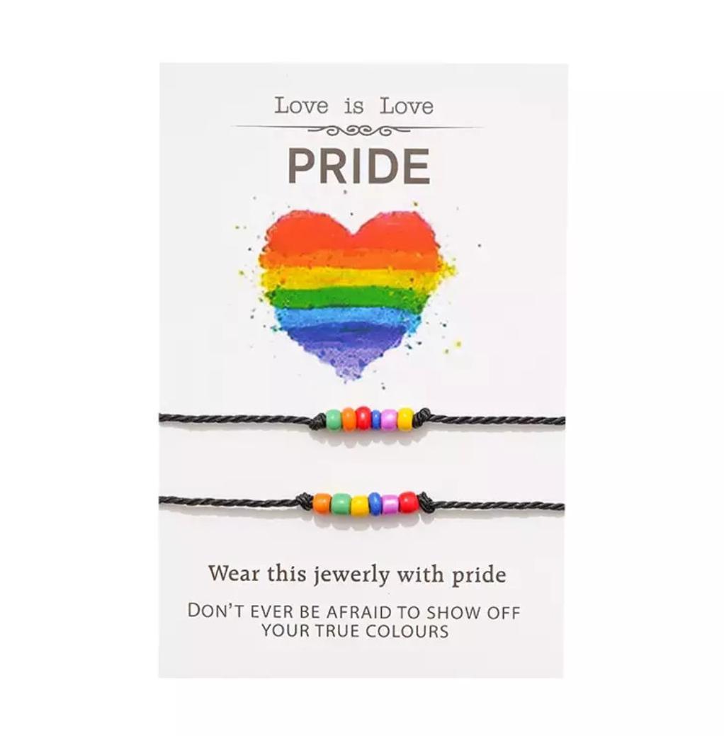 Miniatura Pulseira Casal Fecho Miçangas Pride Colorida Detalhes P0078