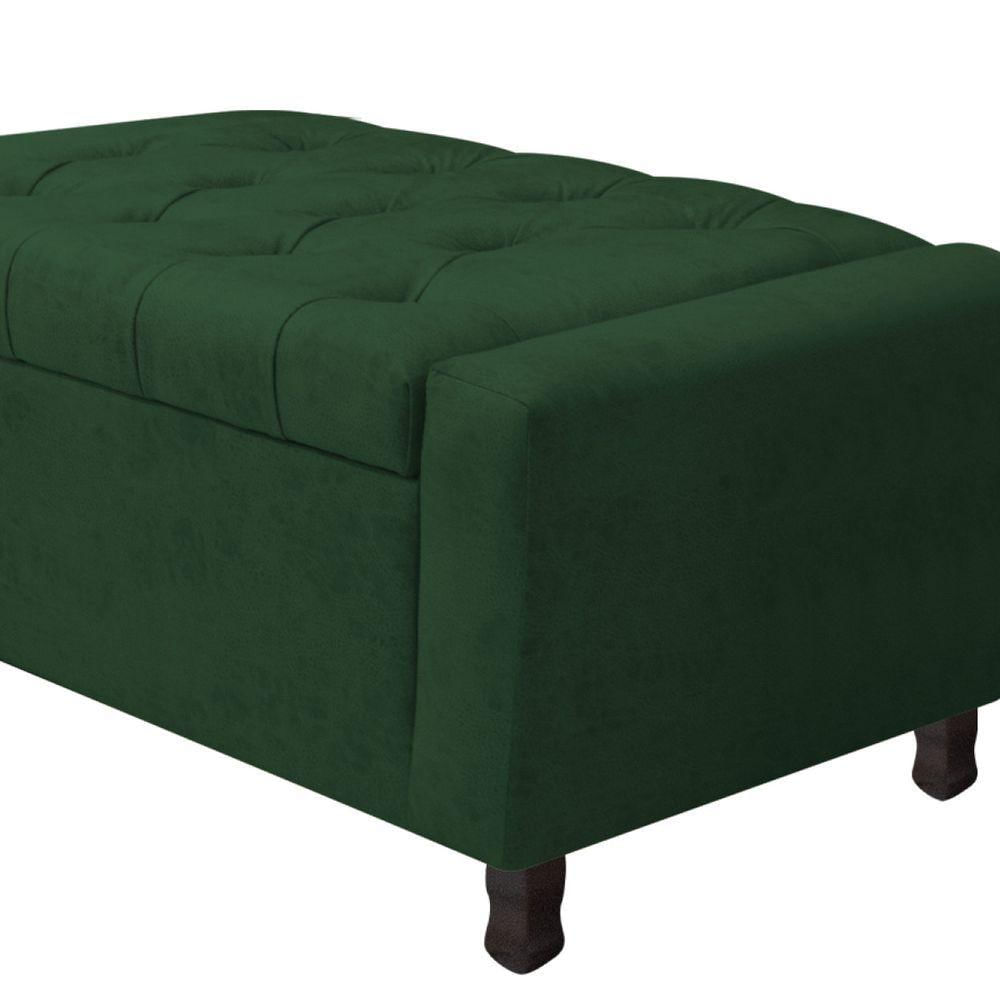Miniatura Calçadeira Baú Queen Everest P02 160 Cm Para Cama Box Suede - Amarena Móveis Verde