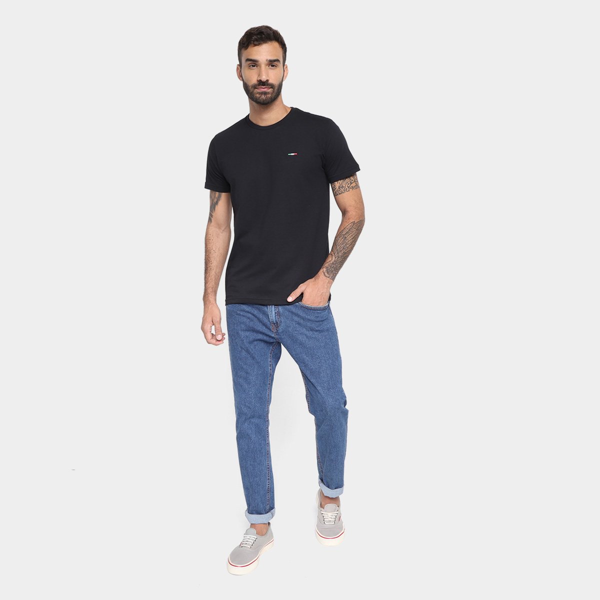 Kit Camiseta Industrie Itália Masculina 3 Peças Preto+Bege - G
