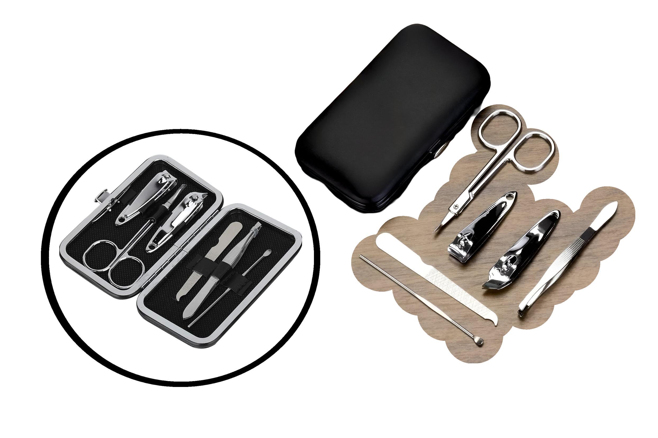 Miniatura Kit Conjunto Manicure 6 Em 1 Tesoura Unha Aço Inoxidável