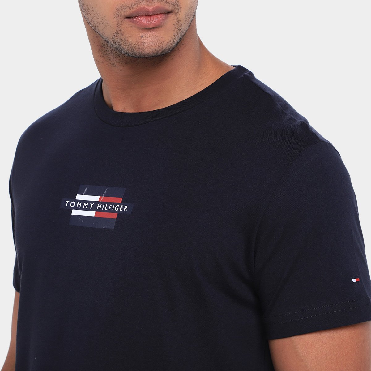 Miniatura Camiseta Tommy Hilfiger Flag Box Masculina Marinho - G