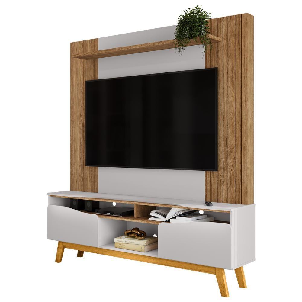 Miniatura Home Estante Rack Atalaia Para Tv Até 75 Polegadas Cinamomo/Off White