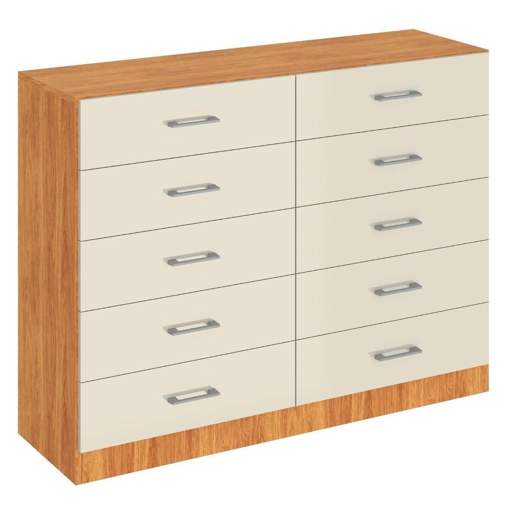 Miniatura Cômoda para Quarto 10 Gavetas Caribe Cinamomo/Off White