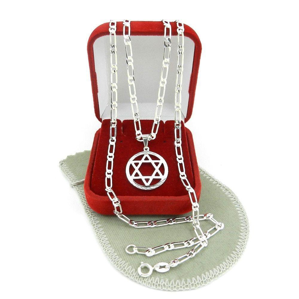 Miniatura Corrente Masculina 70Cm 3Mm + Estrela Folheada Prata Cr821