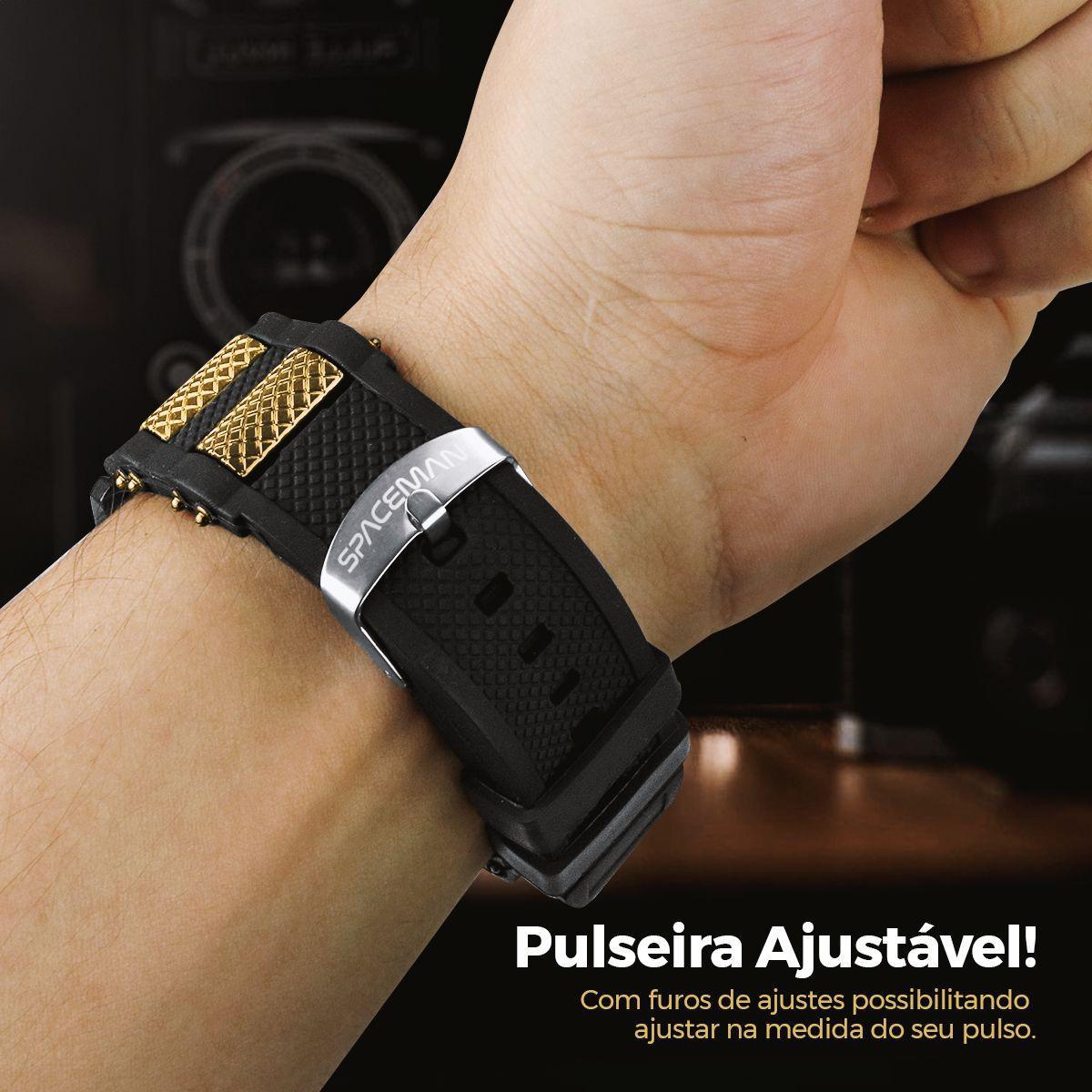 Relogio Dourado Aço Inox + Caixa + Pulseira Masculino