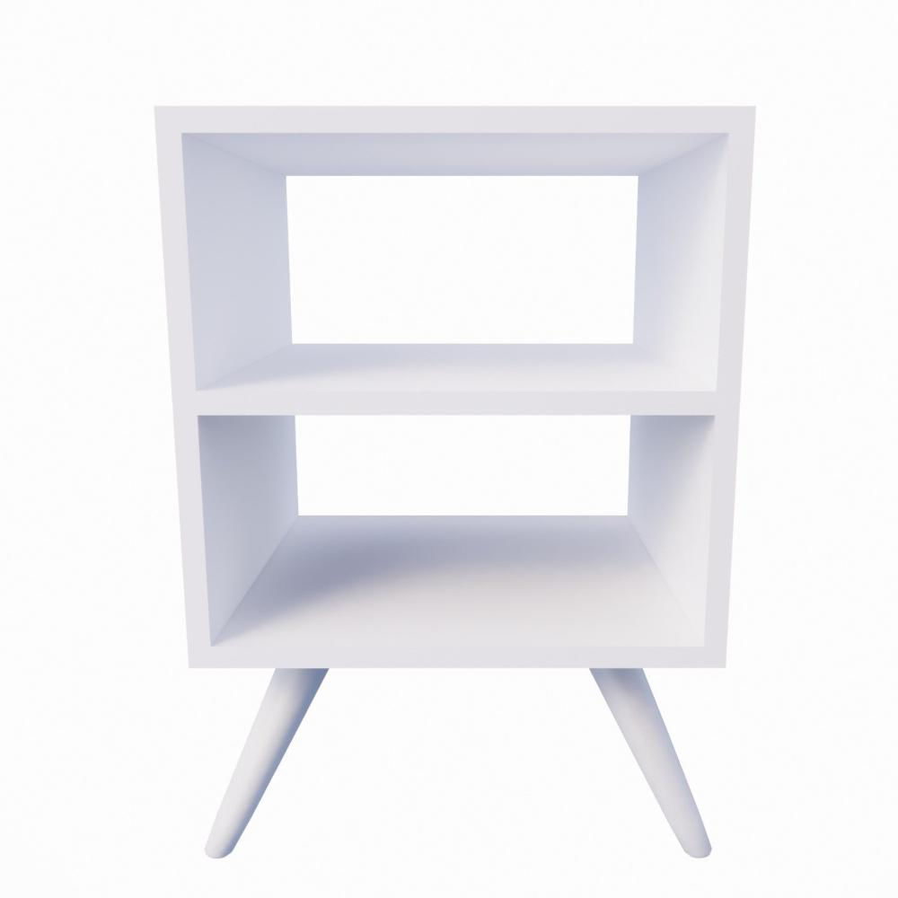 Miniatura Mesa de Cabeceira com Pés Mesinha Madeira Criado Quarto Nicho Branco
