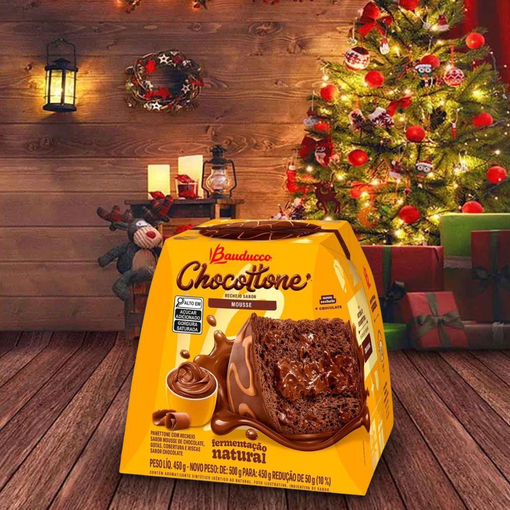Miniatura Chocotone Bauducco Panetone Recheado Mousse Chocolate 450G