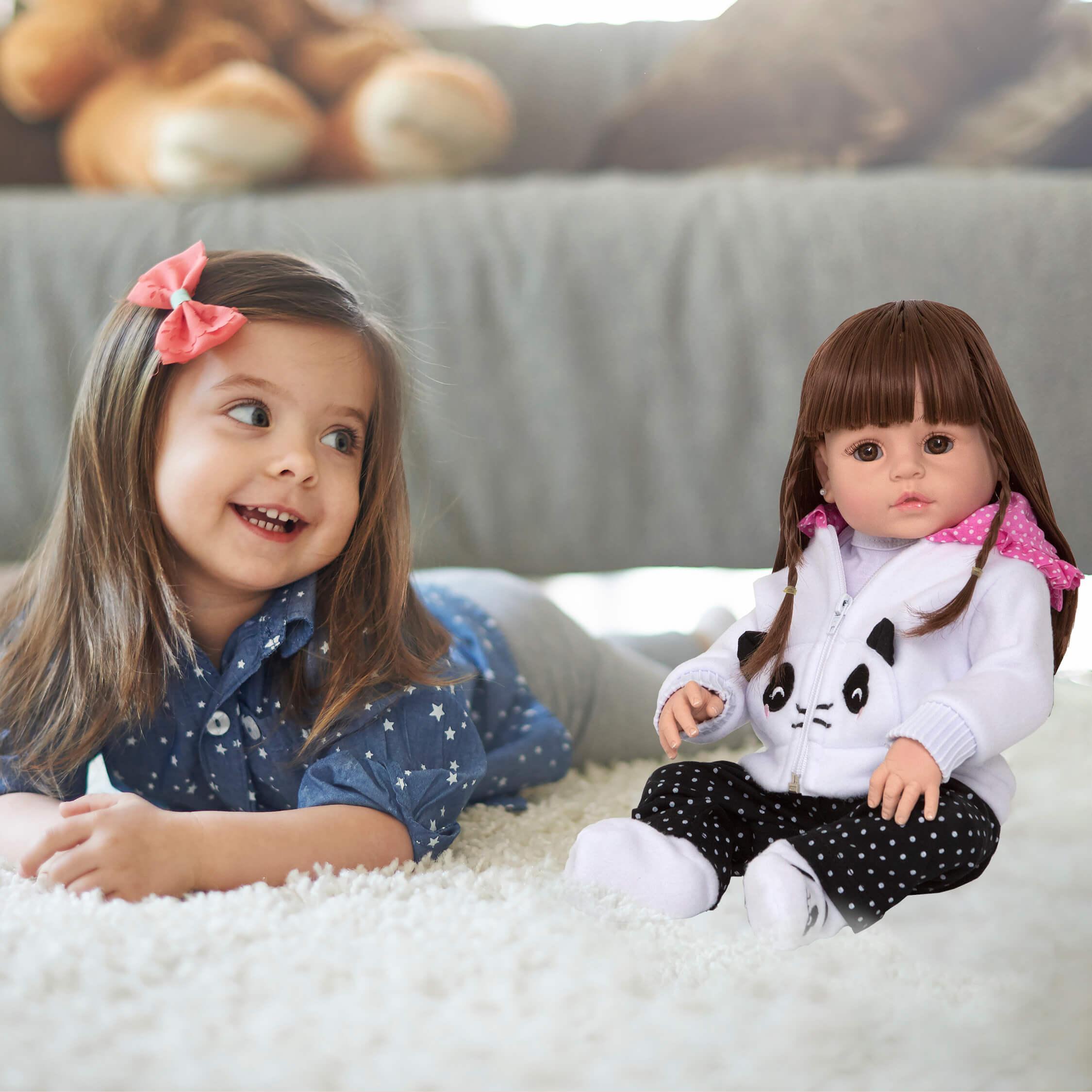 Miniatura Bebe Reborn Menina Pandinha Realista 100% Silicone 13 Itens