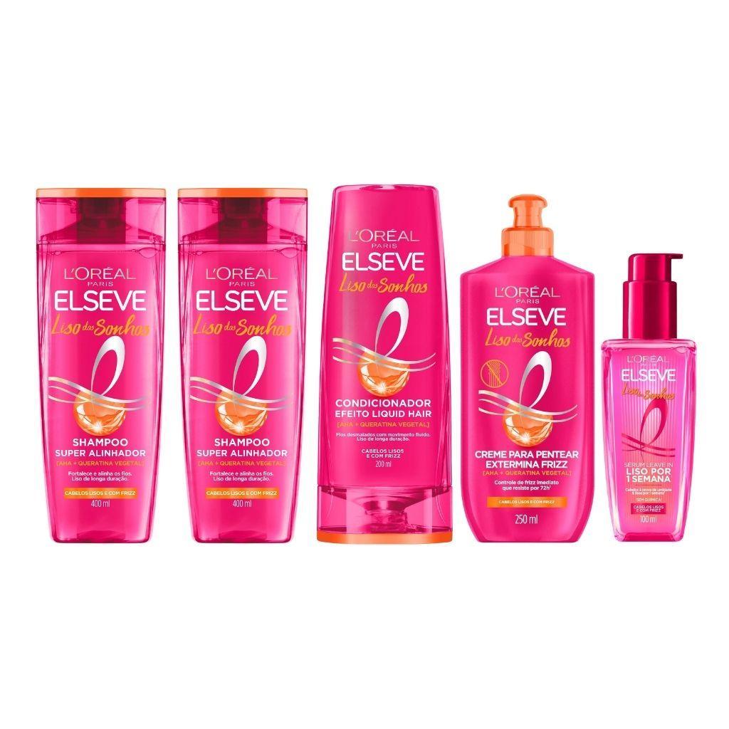 Miniatura Kit Elseve Liso Dos Sonhos 2 Sh 400Ml+Cond+Cr Pentear+Serum