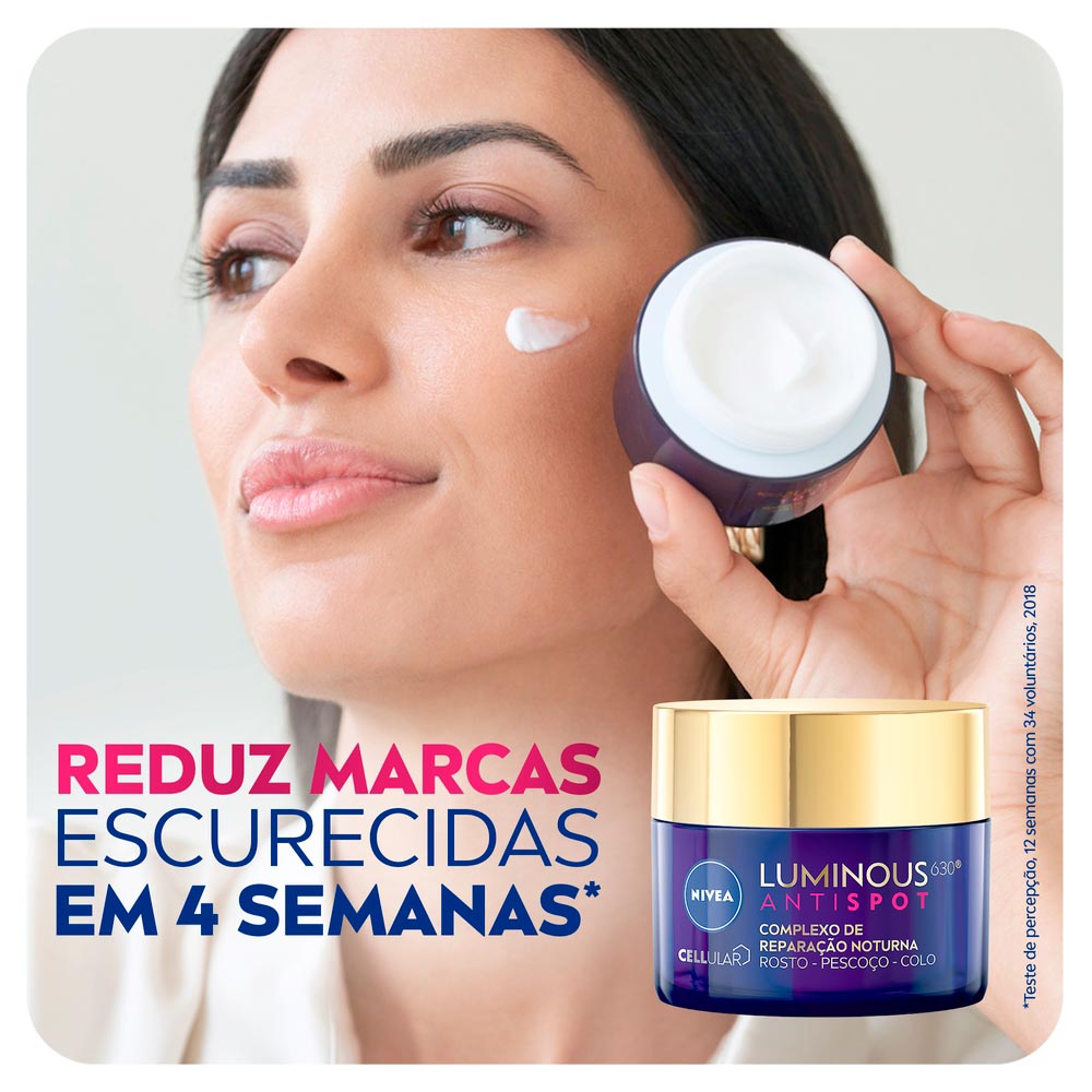 Miniatura Creme Facial Nivea Cellular Luminous 630 Antispot Reparação Noturna 50g