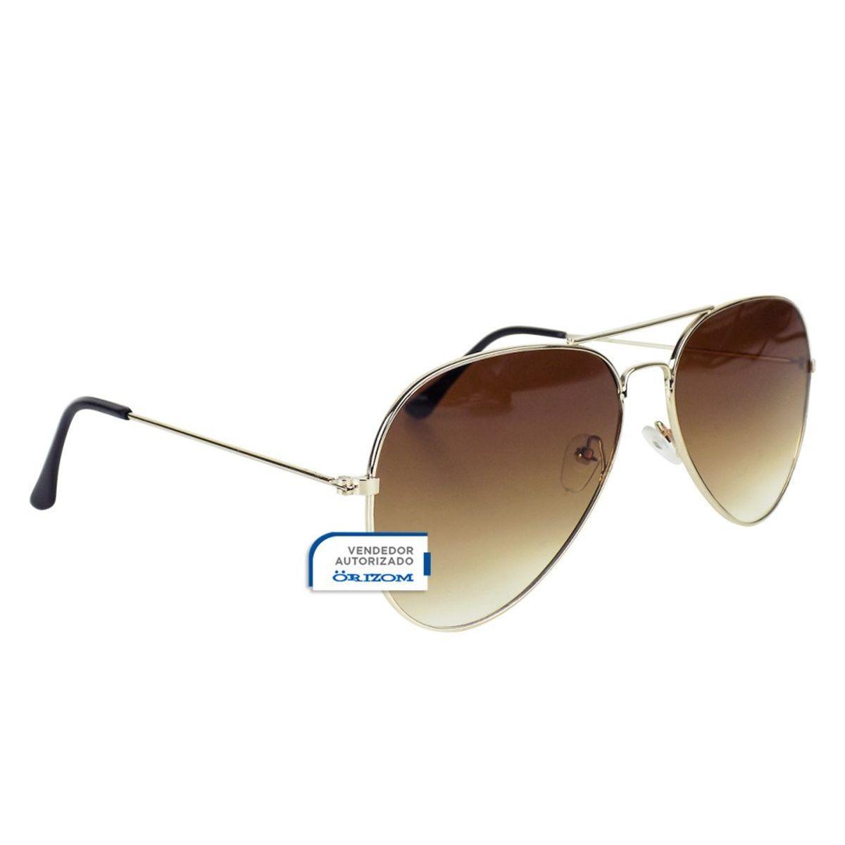 Marrom Oculos Sol Masculino Aviador Banhado Ouro Aço Inox