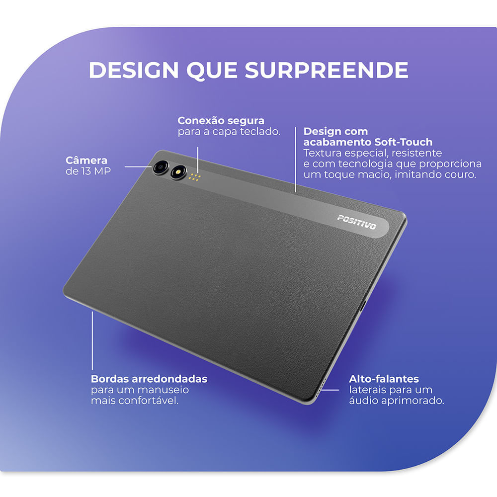 Tablet Positivo Vision TAB 11 com Capa Teclado e Caneta 4GB 128GB 4G 11” Full HD Octa-Core  Preto
