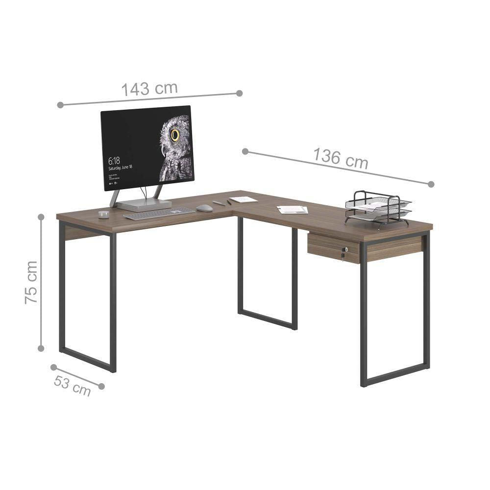 Miniatura Jogo Cadeira Inclinável E Mesa L Com Gaveteiro Affara Preto