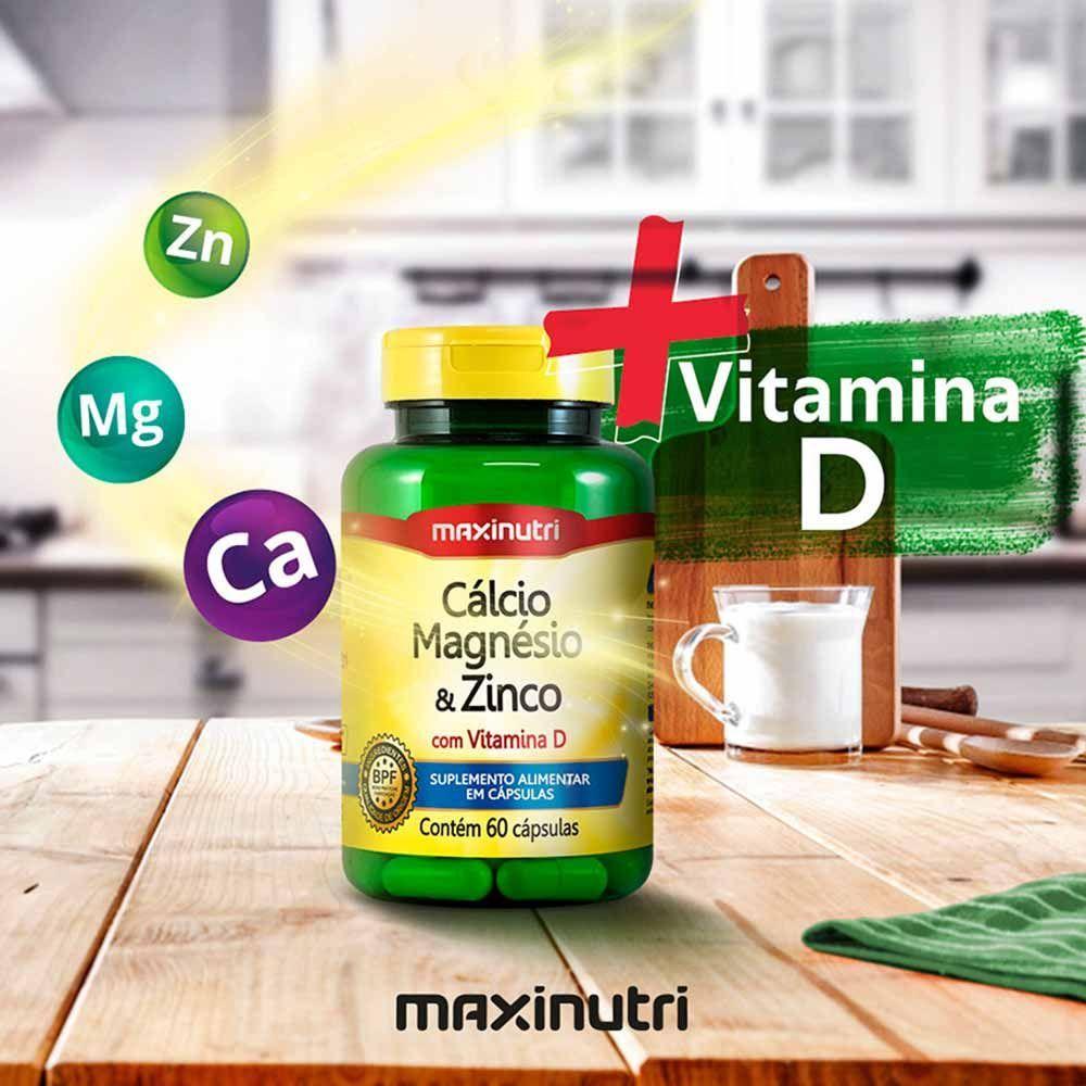 Miniatura Cálcio Magnésio Zinco E Vitamina D Maxinutri 60 Capsulas