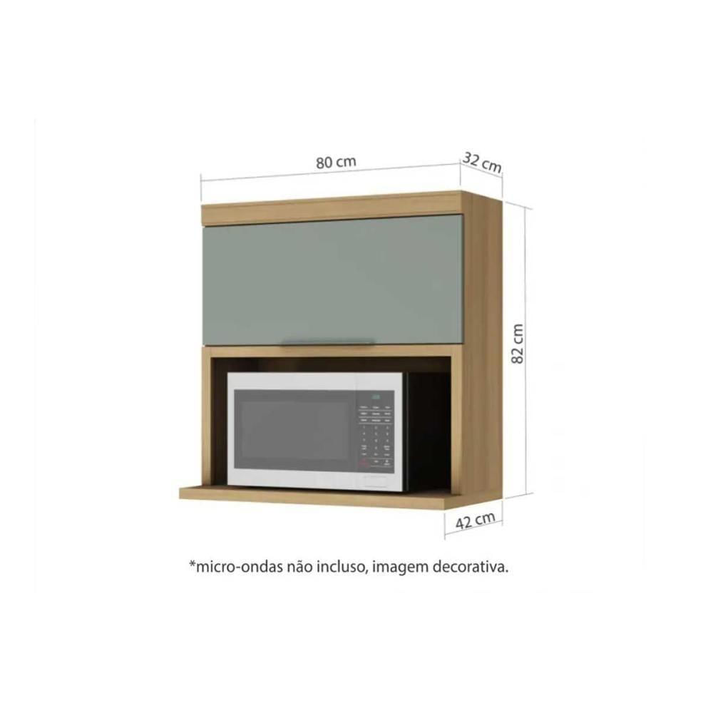 Armário Aéreo Para Cozinha Marquesa Com 1 Porta Basculante E Nicho Microondas 80cm Nature