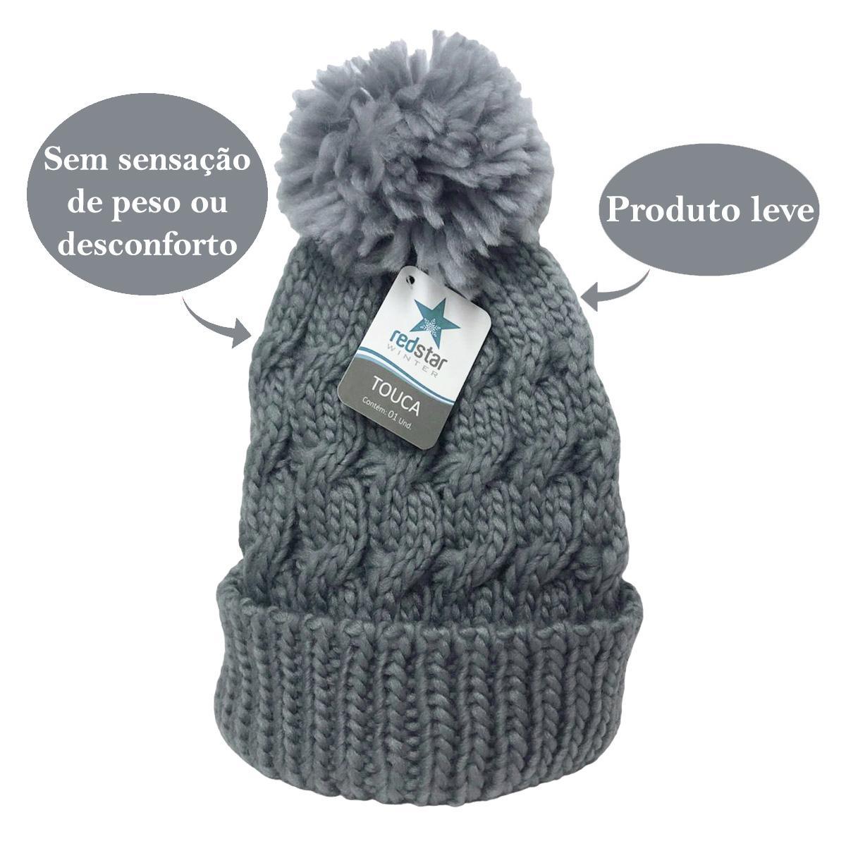 Miniatura Touca Pompom Inverno E Luva Frio Tricô Touch Screen