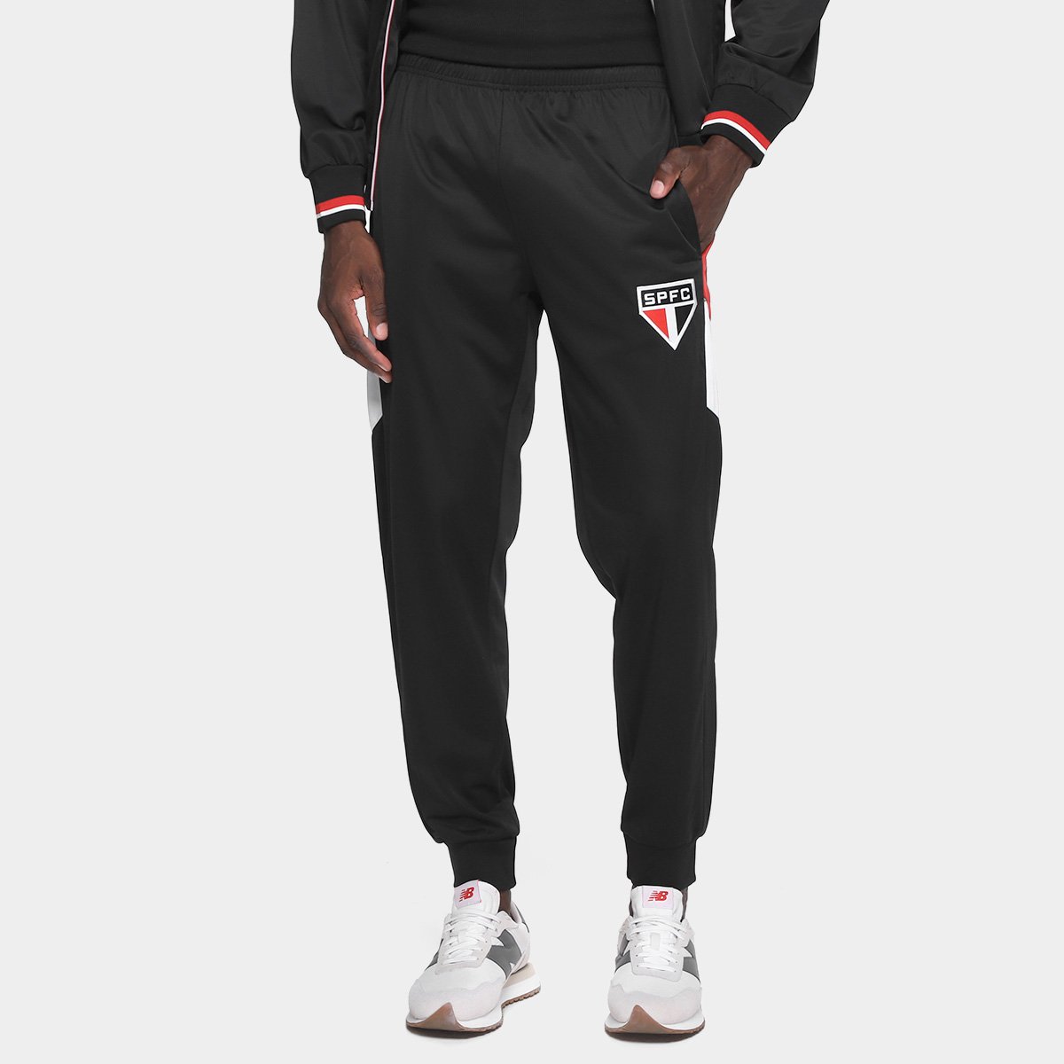Miniatura Agasalho São Paulo Trilobal Tricolor SPR Masculino Preto+Vermelho - EGG