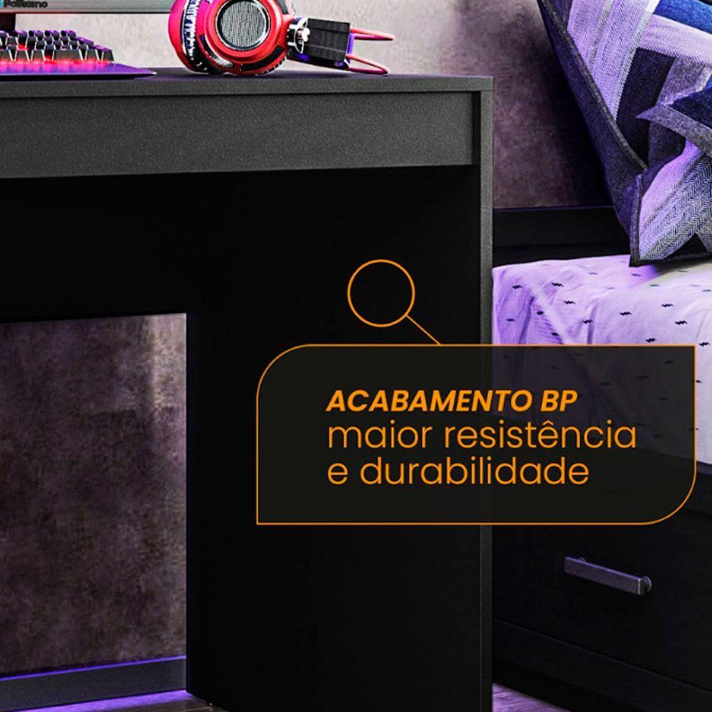 Mesa Gamer e Escritório Xt Racer Line Preto Politorno Preto com Branco