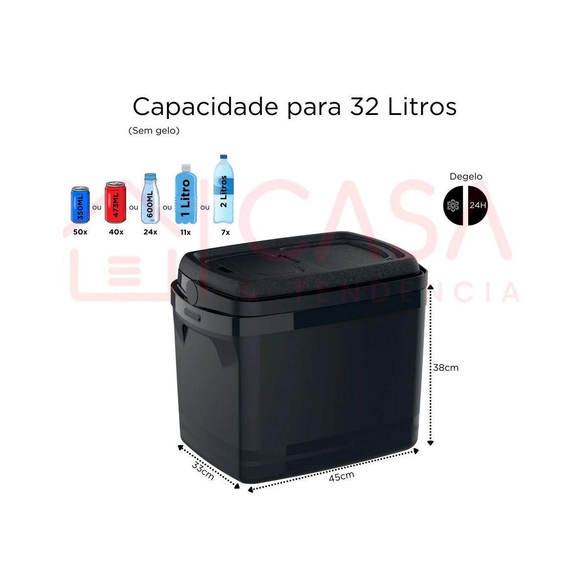 Miniatura Caixa Termica Cooler Soprano 32 Litros Tropical Preto
