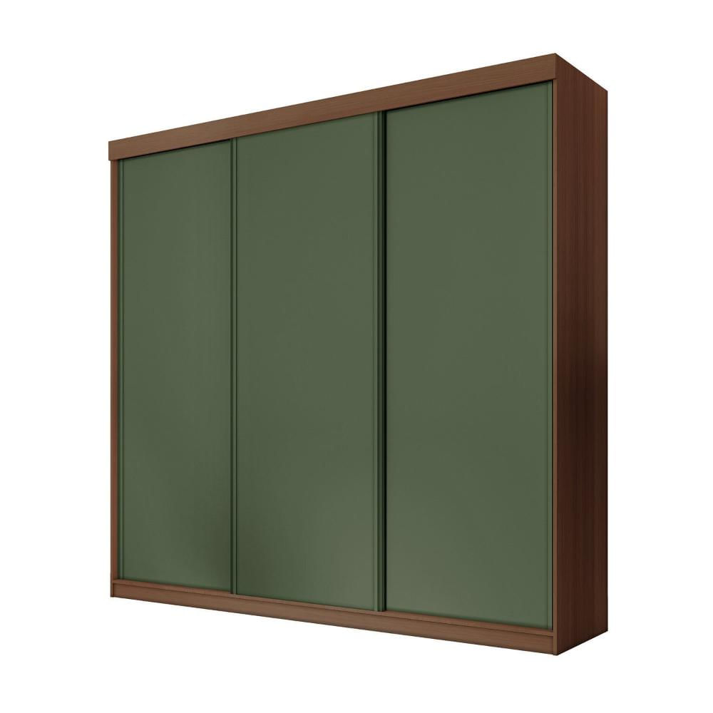 Guarda-roupa Casal 3 Portas de Correr Lisas Samambaia Cabecasa Madeiramadeira Freijó/Verde