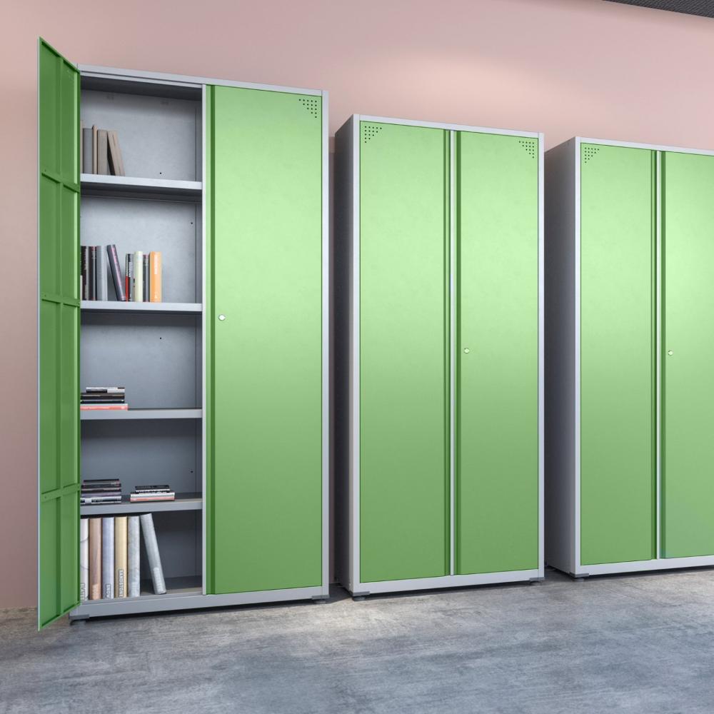 Miniatura Armário 2 Portas 4 Prateleiras Aço AP402SL Pandin Móveis Cinza/Verde Miró