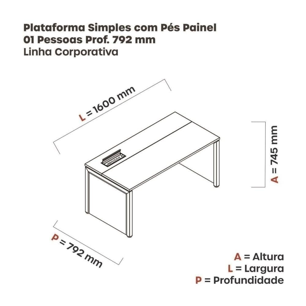 Miniatura Plataforma Simples 160x792 Pscpp160/792/1 Pessoa Walnut/Cinza