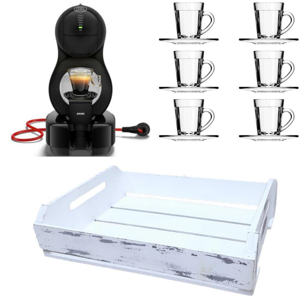 Miniatura Kit Cafeteira Arno 127V Jogo 6 Xícaras Café E Bandeja Branca