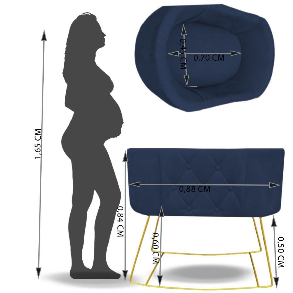 Miniatura Mini Berço Aconchego Com Balanço Suede Azul Marinho D'classe Decor