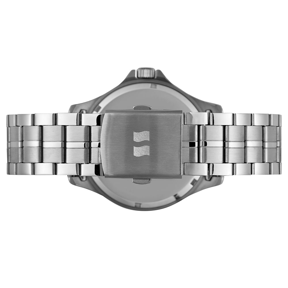 Kit Relógio Masculino Aço Calendário Prata Com Pulseira Trançada