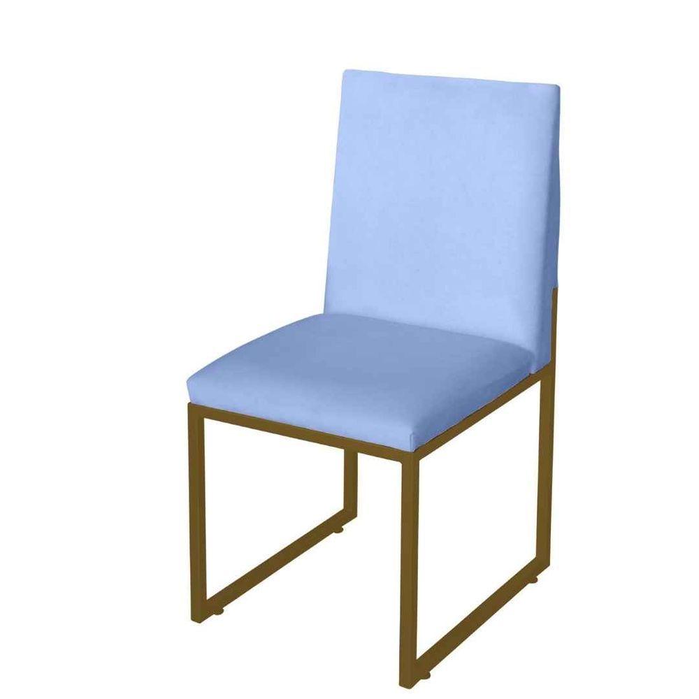 Miniatura Cadeira De Jantar Escritorio Industrial Garden Ferro Dourado Corino Azul Bebê