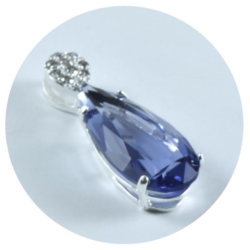 Miniatura Pingente Prata 925 Gota Pedra Com Zircônia Cravejada
