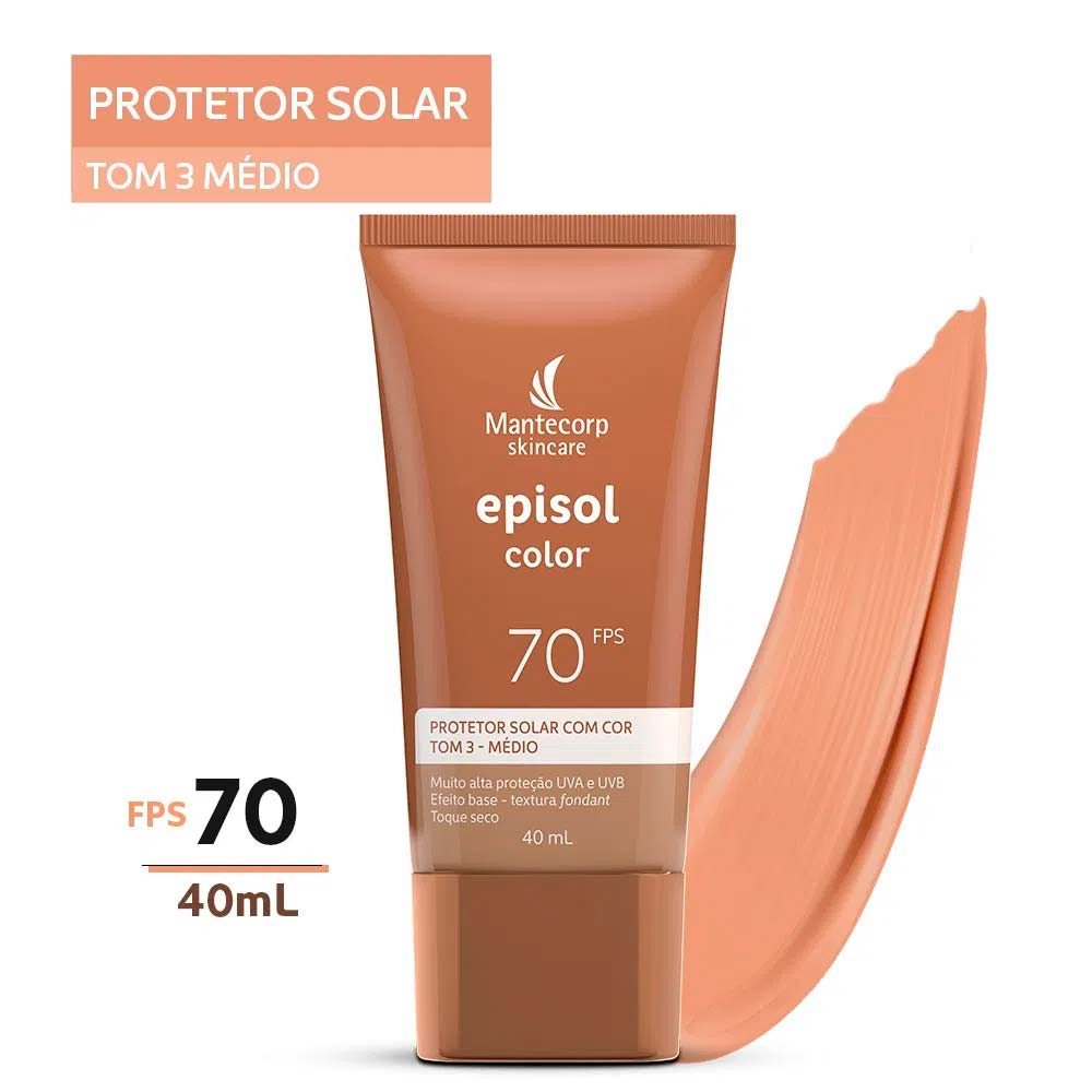 Miniatura Mantecorp Skincare Episol Kit com 3 Unidades – Protetor Solar com Cor FPS70 – Médio 40ml Kit