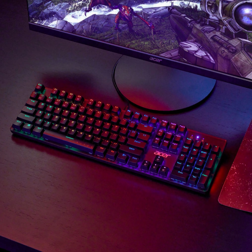 Teclado Gamer Acer Nitro TKL NKW202 LED retroiluminado RGB customizável USB ABNT 2