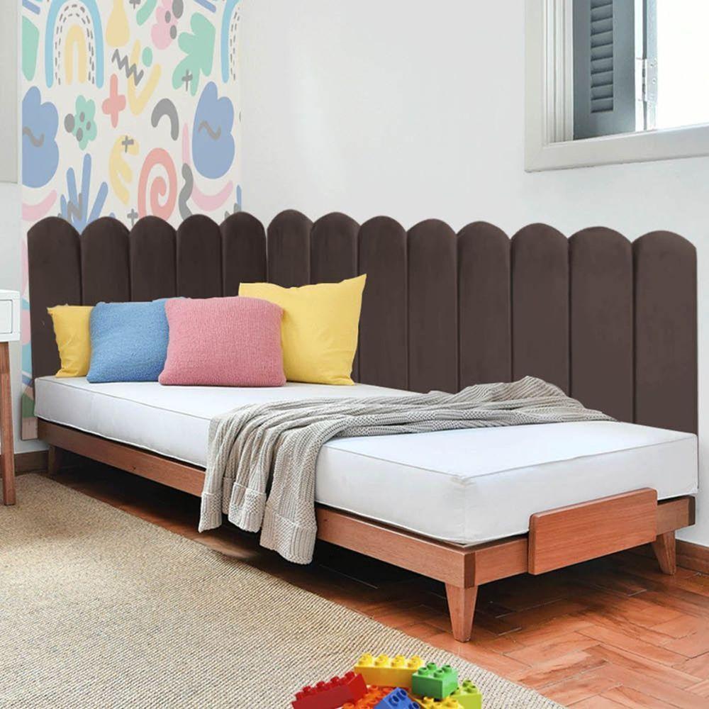 Miniatura Cabeceira Painel Cama Queen Box Nuvem Suede Sandy 160 Cm Cor:marrom