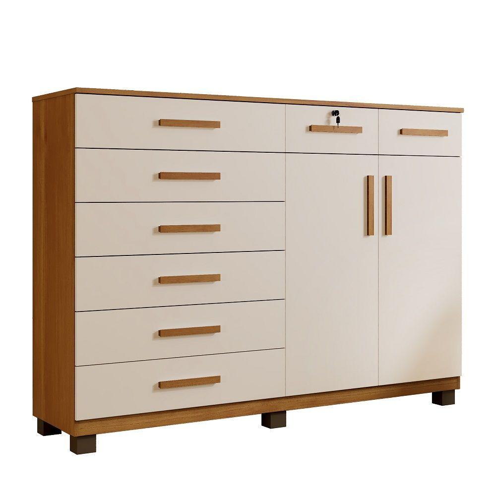 Miniatura Cômoda New Triunfo 8 Gavetas 2 Portas Benetil Cinamomo/off White