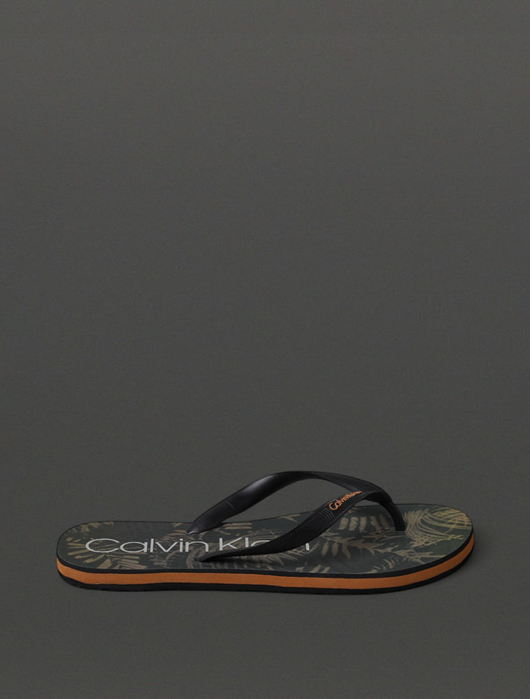 Chinelo Masculino Folhagem Calvin Klein Swimwear - Preto