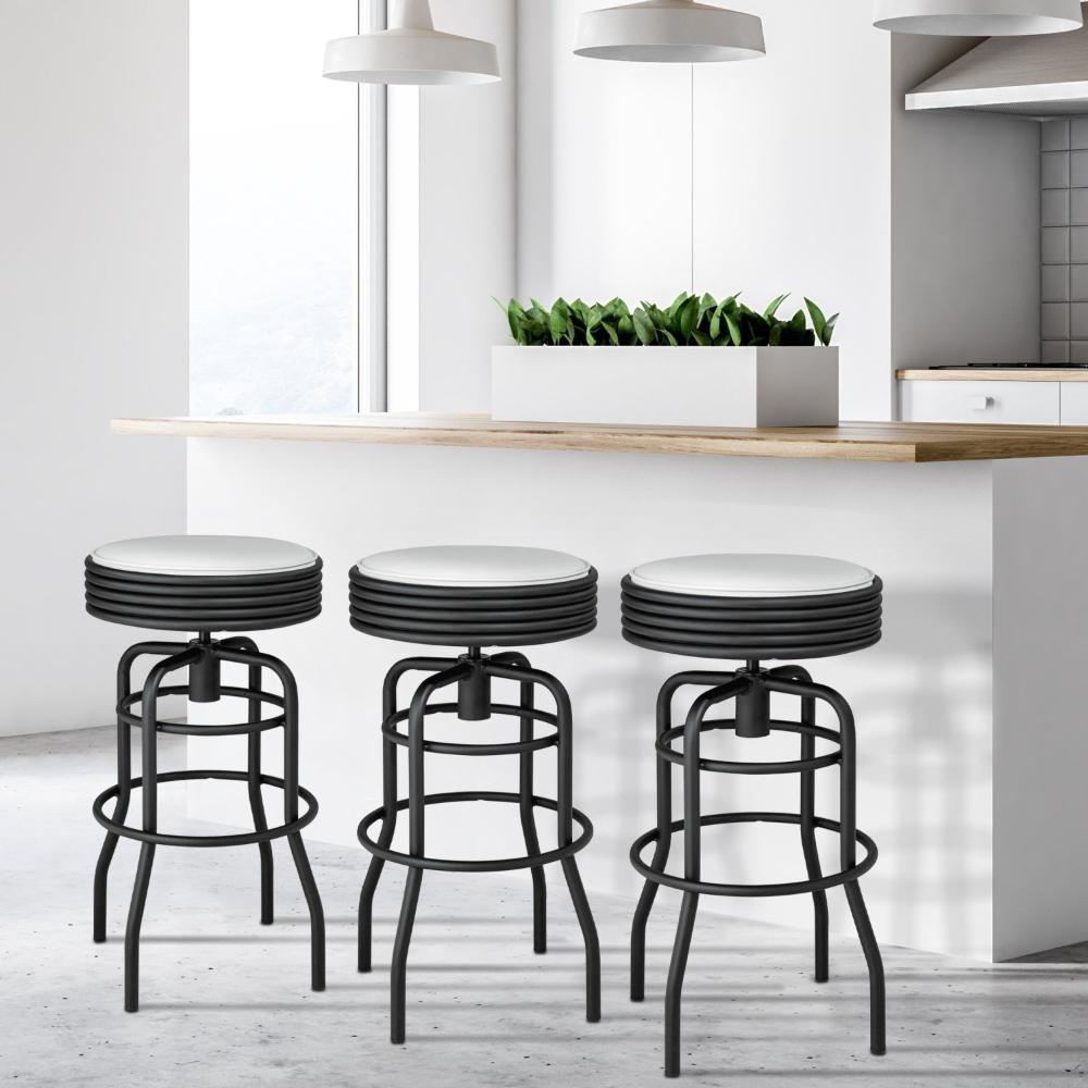 Miniatura Banqueta de Aço Giratória Panamá Compoarte Preto/Branco