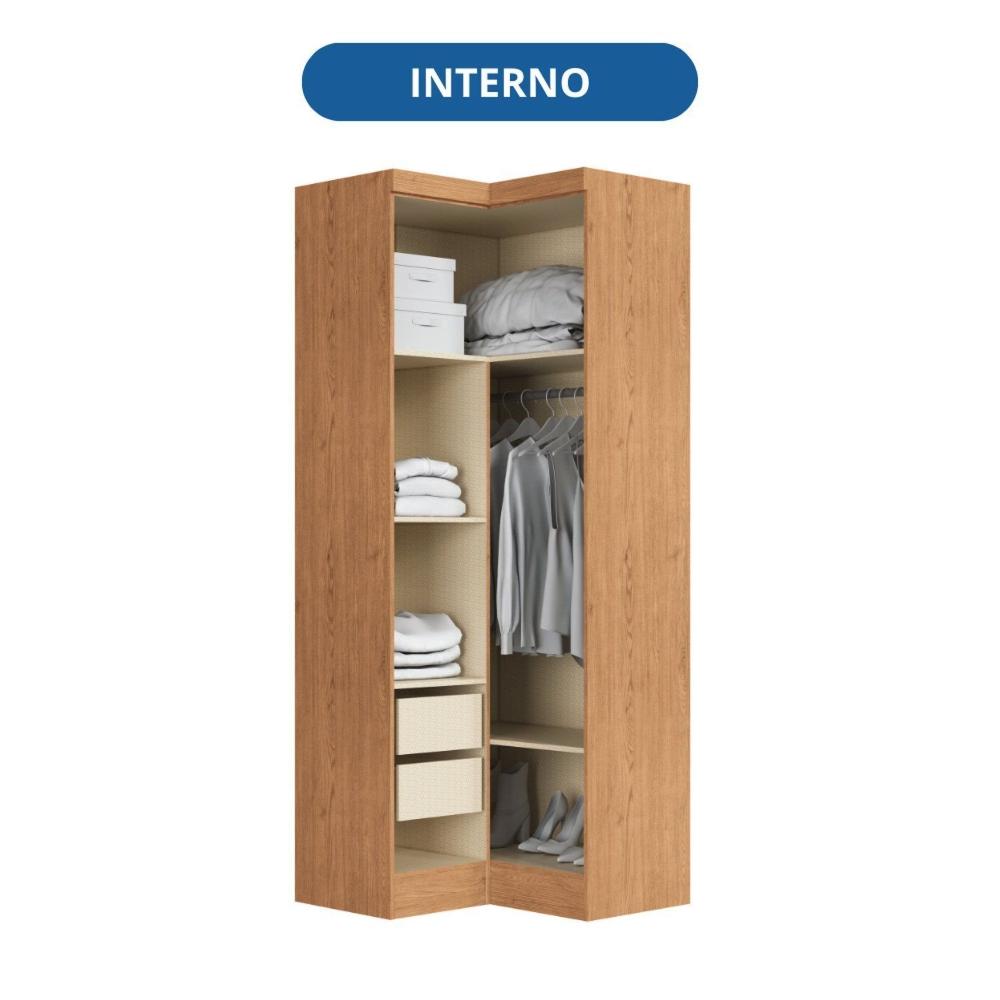 Móveis para Quarto Módulo Canto Reto 2 Porta Infinity Cedro/ Blush Line
