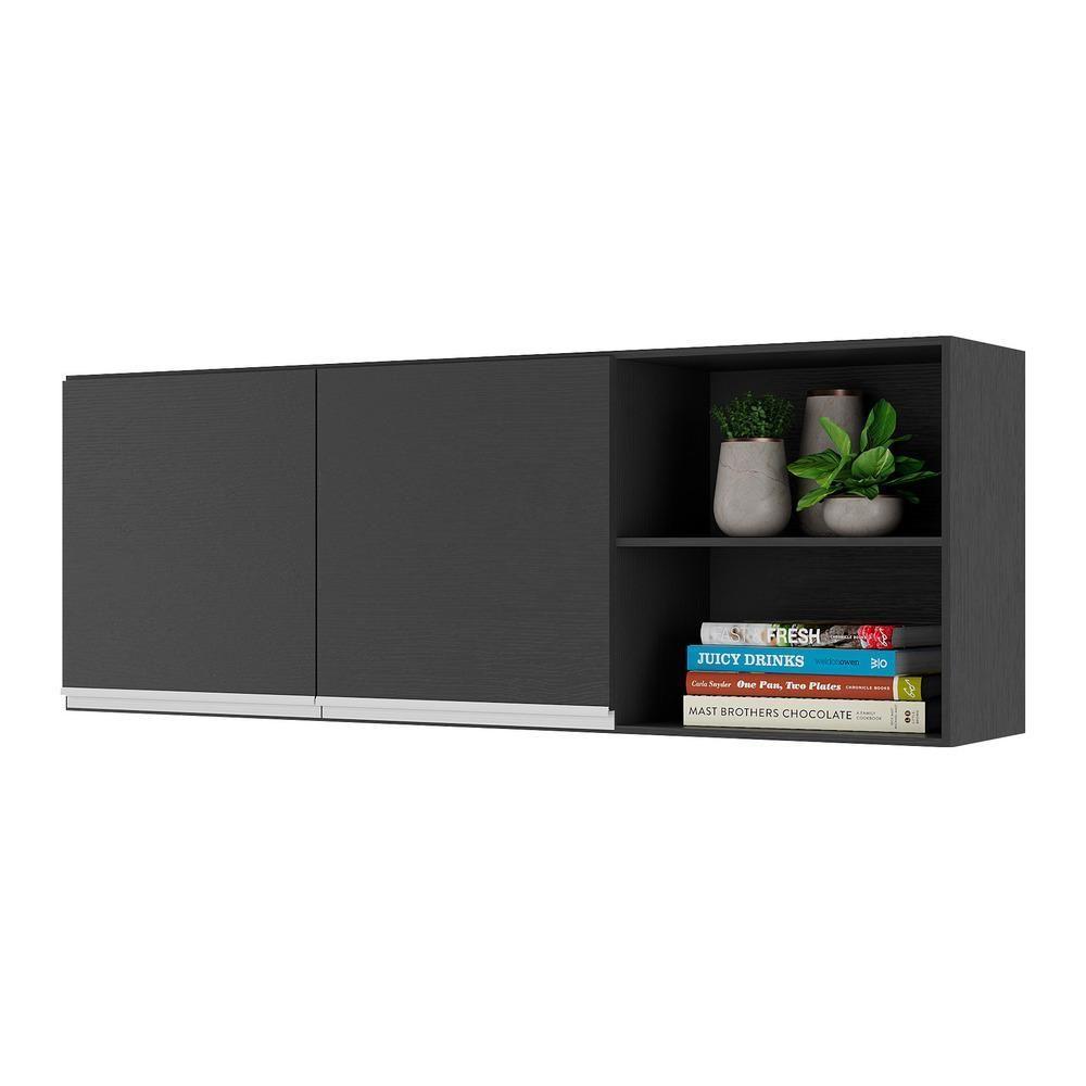 Miniatura Armário De Cozinha Aéreo 150 Cm 2 Portas Preto/branco