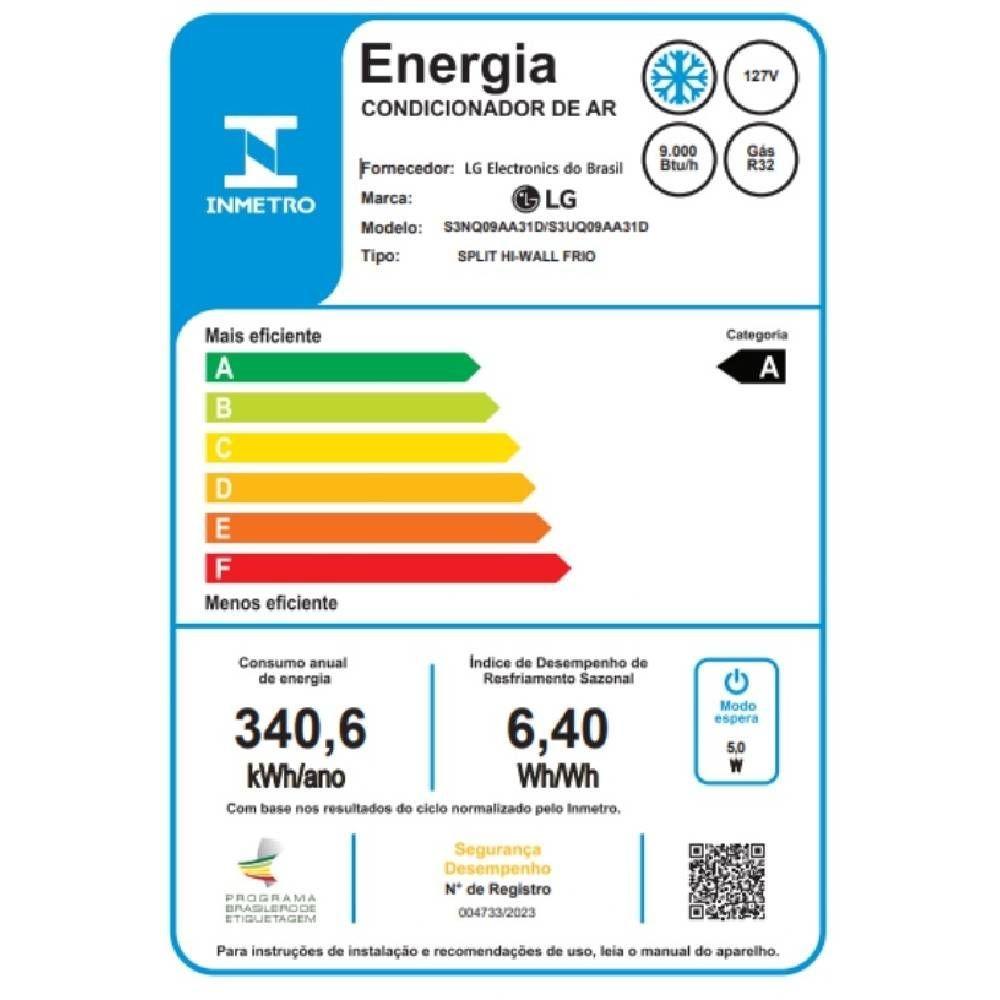 Ar Condicionado Split LG DUAL Inverter Voice +AI 9000 BTUs Frio 127V S3-Q09AA31D