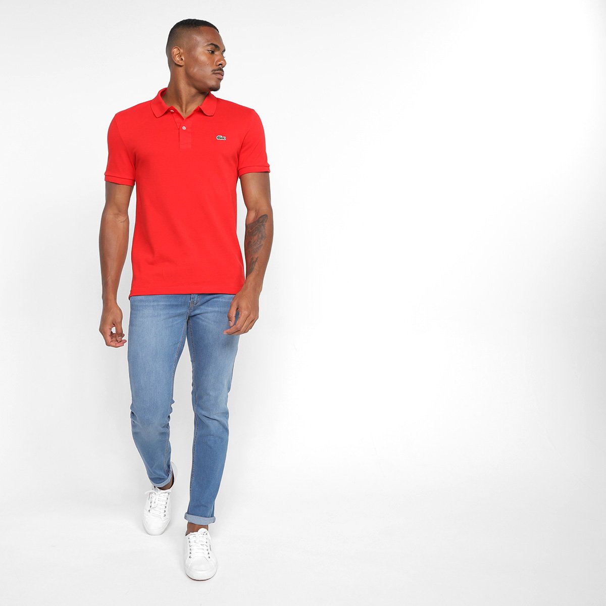 Miniatura Camisa Polo Lacoste Slim Fit Piquet Masculina Vermelho - EEGG